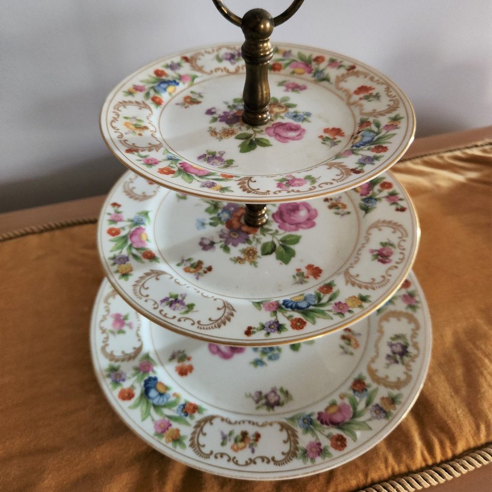 SOLD -- Vintage Noritake Dresalda 3-tier serving stand/tray/plate